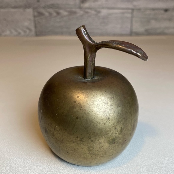 Vintage Brass Apple Paperweight Bell - Picture 1 of 4